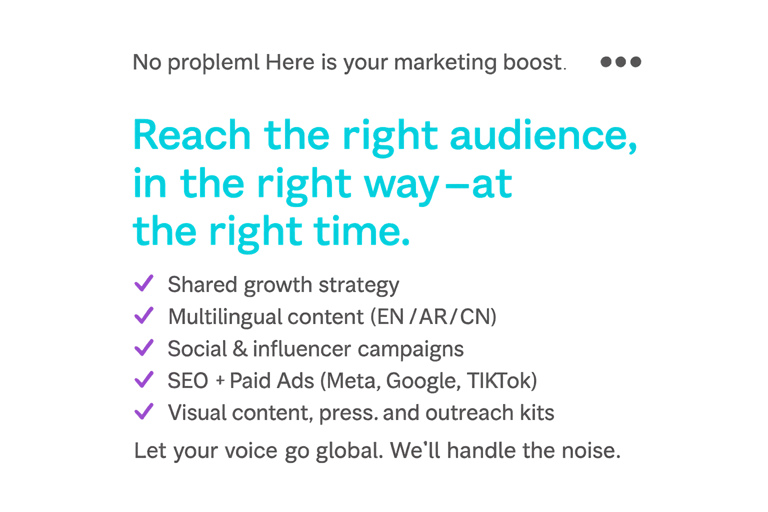 Digital marketing campaign graphic: 'Reach the right audience, in the right way, at the right time' — Nplay marketing services